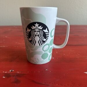 STARBUCKS Tall Floral Siren Green Coffee Tea Mug Cup‎ 16 oz 2015 EUC